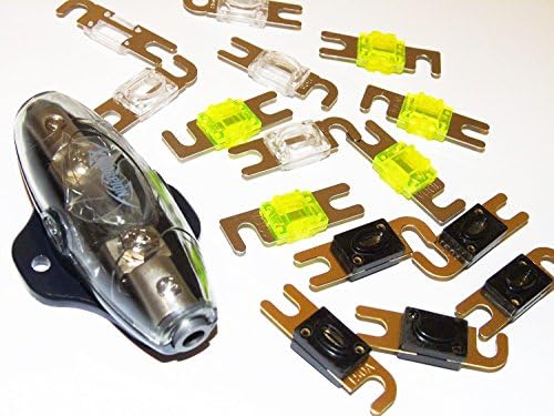 12V Car Truck Corrosion Resistant Platinum Finsh Mini ANL AFC Fuse Holder with 15 Pack Of Mini ANL Fuse Pack