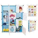VENKON – Kinderzimmer Steckschrank DYI Steckregal System Regalschrank: 12-Module-Set, blau - 2