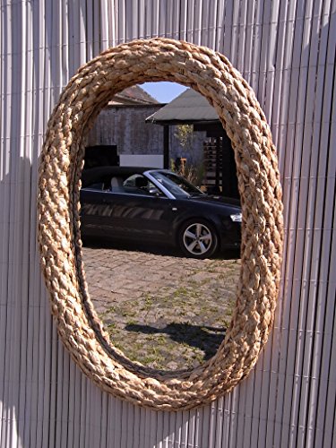 Spiegel oval Rahmen Wasserhyazinthe Natur Badspiegel 80 x 55 cm Anschauen NEU