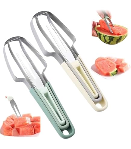 3-in-1 Melonenschneider Edelstahl - Mit Ausstecher & Gabel