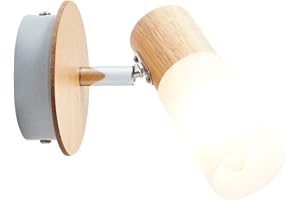 Lampada BRILLIANT Babsan Faretto da parete in legno chiaro/bianco | 1x C35, E14, 3,5 W, adatto per lampade a candela (non incluse) | Scala da A ++ a E | Testa orientabile
