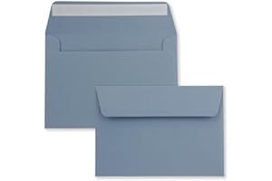 ‎FARBENFROH BY GUSTAV NEUSER 50x Briefumschläge Grau-Blau DIN C6 Format 11,4 x 16,2 cm - Haftklebung - Kuverts ohne Fenster - Weihnachten, Grußkarten & Einladungen - Für A6 & A4 Papier