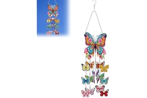 MAYOII Kit de carillon à vent papillon diamant à faire soi-même, attrape-soleil, ornements à suspendre, kits d'art diamant double face 5D pour décoration de maison, fenêtre, jardin, cour (PFL506)