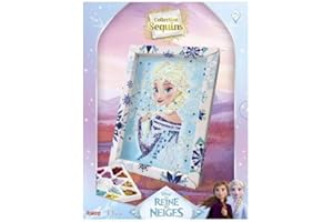 Lansay - Collection Sequins : Elsa, Reine des Neiges - Activités Manuelles pour Enfants Dès 7 Ans - Créez Un Tableau Étincelant avec des Sequins - Kit Création Tableau Frozen - Loisirs Créatifs