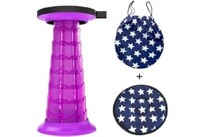 Benebomo Taburete telescópico plegable, altura 52 cm, taburete plegable retráctil, ajustable, descanso de pesca caza taburete plegable silla de camping, fuerte carga (púrpura)