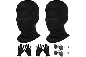 Alaoo Varm vintervindtät balaclava, svart balaclava keps, ansiktslös mask med handskar solglasögon, elastisk andningsbar mask