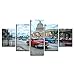 Produktbild WEPAINT Wandkunst Havanna Kuba Auto Stadt Gemälde Leinwand Bilder Home Decor Rahmen 5 Stück HD Drucke Landschaft Poster, S1Frame