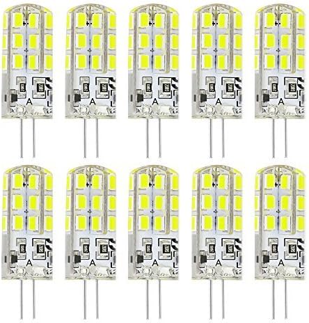 Rayhoo 10pcs G4 Base 24 2835-SMD LEDs Light Lamp 3 Watt DC 12V White Bulb Undimmable Equivalent to 20W T3 Halogen Track Bulb Replacement 360° Beam Angle（Only DC 12V）