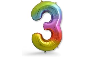 FUNXGO® Ballon decoration anniversaire 3 ans -Ballon Numéro 3 en Multicolore - deco anniversaire 3 ans fille ou garcon - Gonflables à l'Hélium - pour une Célébration Éblouissante - Ballon 3