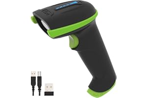 Tera Lettore di codici a barre portatile 1D laser wireless e USB cablato con indicatore del livello della batteria, batteria extra large 2000mAh, brevetto n.: EU008489413, aggiornamento modello 5100