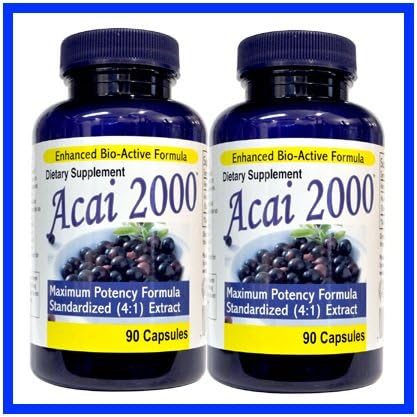 2x Mega Strength Max Potency Acai Berry Bomb 2000 - 2000mg per serving 90 Caps (SPECIAL OFFER PRICE) Lose Unwanted Weight Fast Highest Strength Slimming Dieting Pills Fat Burn Burner Blocker
