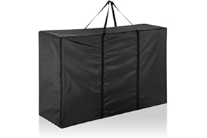 Fenghome Aufbewahrungstasche Gartenauflagen, Wasserdicht 420D Auflagentasche für Gartenpolster Polsterauflagen mit Reißverschluss und Griffen, Große Aufbewahrung Tasche-Schwarz(180x60x80cm)