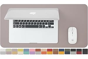 HOMIEAZICOZI Kompakte doppelseitige Leder Schreibtischunterlage für Büro und Zuhause - Ideal für große Mausunterlage und kleine Schreibtischunterlagen auf Schreibtischen (Grau + Gold, 60 x 30 cm)