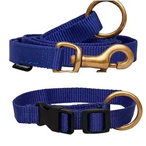 Vama Leathers Essential Leash and Collar ? Adjustable, Lightweight, Waterproof. Attractive Blue.
