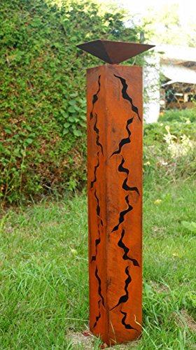 Rostsäule 100cm mit Risse Muster Gartendeko Rostdeko Dekofigur