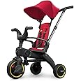 Doona Liki 4-in-1 Folding Trike S1 - Flame Red | Compact Folding Trike with Adjustable Parent Handle, Child Safety Harness, & UV Sun Protection - Ideal for On-the-Go Families