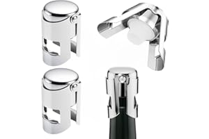 VPOUERY 4 Tappi per Bottiglie Vino Spumante,Tappi in Acciaio Inossidabile Tappo Professionale Riutilizzabile da Vino,Tappi Ermetici per Sigillare Bottiglie di Vini Frizzanti Champagne Prosecco