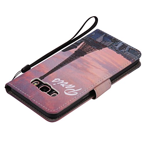 Feeltech Samsung Galaxy J510/J5 2016 Hülle PU-Leder und Brieftasche Bunte Muster Fall mit Magnetverschluss, Hybrid-Kickstand mit Stand-Funktion, schlagen Sie schützende weiche TPU Stoßstangenabdeckung und Kreditkartenhalter für Samsung Galaxy J510/J5 2016 Handgelenk Bügel-Buch-Art-Geldbeutel-Tasche mit 2 In 1 Berühren Sie Stift – Turm - 7