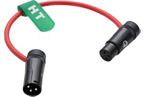 HangTon Audiokabel für Aufnahmegerät Mischpult Mikrofon Lautsprecher Soundgeräte Mixpre 10 II Zoom F8n Zaxcom Sony Canon Kamera, XLR 3 Pin Stecker auf Buchse, Low-Profile rechtwinklig Rot 30cm