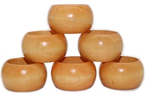 AILINDA Handcrafted Rustic Wood Napkin Rings for Dinner Table Decoration, Set of 6