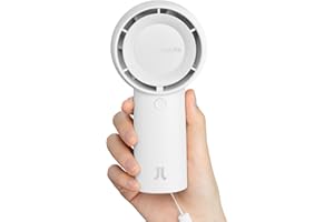 JISULIFE Turbo wentylator ręczny z akumulatorem (16 godzin czasu pracy) 4000 mAh, przenośny mini wentylator, ładowany przez USB, 5 prędkości, do podróży, na zewnątrz, do domu, biura, biały