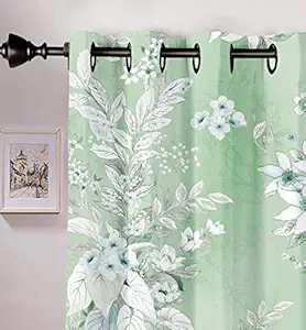 Lush Decor Digital Printed Floral Polyester Curtains for Door 8 feet Set of 2, Pista Green