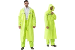 Pahajim Impermeabile Donna Uomo Giacca Antipioggia Lunga, Poncho Leggera Mantello Riutilizzabile Ripstop Con Cappuccio Regolabile