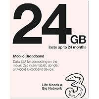 Three Mobile Pay As You Go Mobile Broadband 24 GB data SIM