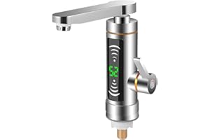 LIFEDYLUK Sofort-Warmwasserhahn, Elektrische Spüle, Beheizter Wasserhahn, Sofort-Warmwasserhahn mit LED-Digitalanzeige, Küche, Sofort-Warmwasserhahn, 360° drehbar, Küche, Badezimmer