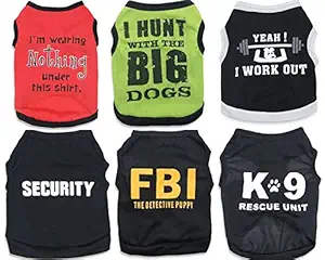 6 Pack Big Footprint Kiss Weight Nothing XS Puppy Shirts Small Dog Clothes Chihuahua Clothes