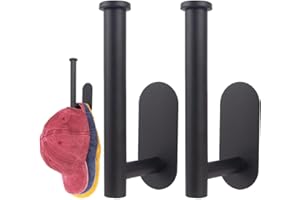 SOEWIOU Hat Rack for Baseball Caps,2 Pcs Black Stainless Steels Hat Rack for Wall Modern Hat Holder Wall-Mounted Hat Storage Caps Display for Closet Door Bedroom Entryroom Laundry