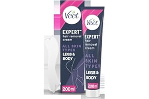 Veet Expert Hair Removal Cream, 200ml (with Spatula), All Skin Types, Legs & Body, Long Lasting Smoothness for 7 Days, Effective from 2 Mins, Works on Tougher Hair, 48 Hour Hydration