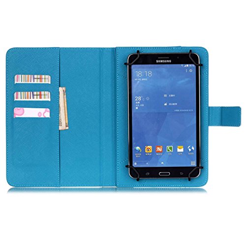 Universal Bookstyle Hülle für 7 Zoll Tablet Pc, Fukalu PU Leder Flip Case Tasche Brieftasche Bunt Blumen Muster Hülle Ledertasche mit Standfunktion Kartenfächer für Lenovo Tab 2 A7-10 7 Zoll Tablet Pc, Huawei Mediapad X2, Odys Rapid 7 LTE 7 Zoll Tablet-PC, Asus Nexus 7, Alldaymall A88X 7 Zoll Tablet PC, Dragon Touch Y88X Plus 7 Zoll Tablet PC, iRULU eXpro 1 Tablet PC (X1), XIDO X70 7 Zoll Tablet-Pc (Meteor) - 4