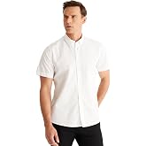 AC&Co/Gold Star Classics Slim Fit Slim Cut Button Collar Cotton Linen Shirt Regular fit Men, Woven Adult
