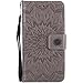 Produktbild iPhone 6S Hülle,Luxus Tasche für iPhone 6,Leweiany Handytasche Ledertasche iPhone 6 6S Schutzhülle Elegant Prägung Sonnenblume Einfarbig Muster Lederhülle Handyhülle PU Leder Stand Hülle Etui mit Karte Halterung und Magnetverschluß Kratzfestes Leder Wallet Klapphülle Flip Book Case TPU Cover Bumper Tasche Slim Brieftasche Etui Schale für Apple iPhone 6/6S 4.7 Zoll (Grau)