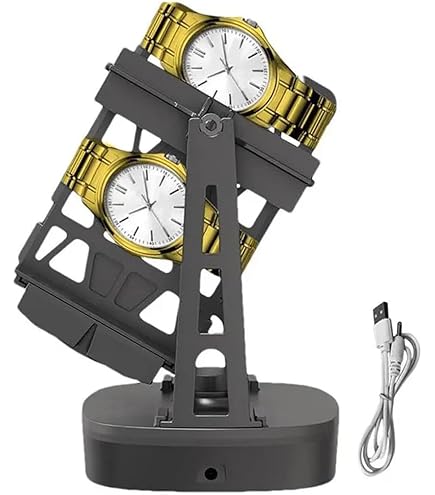 LSRRYD Remontoir Ecrin Pour Montre Automatique Boîte De Rangement En Bois Pour 1 Montres Boîte De Présentoir Pour Montre Avec Moteur Mabuchi Silencieux 4 Modes De Rotation