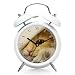 Produktbild Nachttisch Wecker mit Hintergrundbeleuchtung, batteriebetrieben Reise-Uhr, Runde Twin Bell Laut Wecker (individuelle Muster) 301. Norwegische Waldkatze, Katze, Bernstein, Gesicht, Katzenaugen, Pet