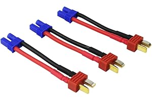 OliYin 3 stücke T-Stecker Deans Stil Stecker auf EC2 Buchse Adapter mit 16awg 1,96 inch / 5 cm Draht (Packung von 3)