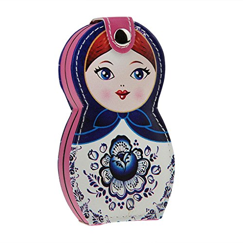 LY Doll Pattern 6 Pcs Professional Leather Manicure Set Nail Care Grooming Pedicure Kit Blue