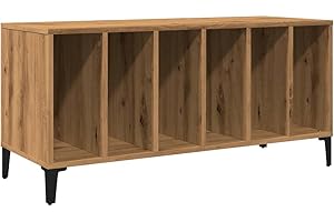 vidaXL Record Cabinet - Sideboard Storage Unit with Metal Legs - Artisan Oak Engineered Wood Vinyl Stand - 100x38x48 cm Modern Side Storage