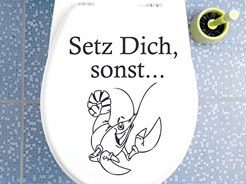 Wandtattoo Badezimmer Klodeckel Aufkleber Spruch Hummer Setz Dich sonst (020 goldgelb)