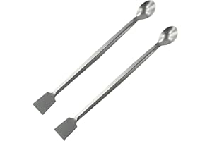 Besttoolifes Set di 2 spatole da laboratorio e spatole, in acciaio inox, a doppia estremità, per campionamento e campionamento, in acciaio inox, 20 cm, doppia estremità