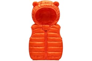 Odziezet Gilet Piumini con Cappuccio Cappotto Imbottito Senza Manica da Bambini Zip Up Giubbotto Impermeabile Invernale 0-36 Mesi