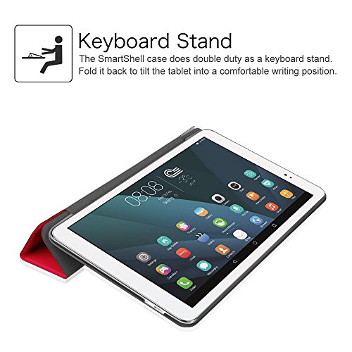Fintie Huawei MediaPad T1 10.0 Hülle – Ultra Schlank Superleicht Ständer (SlimShell) Case Cover Schutzhülle Etui Tasche für Huawei MediaPad T1 10.0 LTE / WiFi (9,6 Zoll) Tablet-PC, Rot - 5