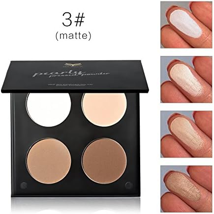 EUIRISTORE 4 Colors Highlighter Powder Palette Shadow Powder Bronzer Powder Contour Palette 03# Matte