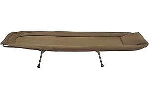 WESTLAKE Atom Bedchair with Adjustable Legs and Mud Feet, Lightweight, Comfortable & Durable, Ideal for Overnight Trips & Camping, Angling and Fishing Equipme, 4 Season, Green