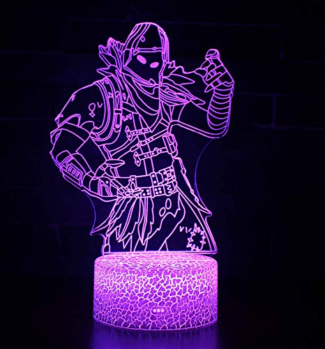 3D Lampe Illusion Optique LED Veilleuse, CKW 7 Couleurs Tactile Lampe de Chevet Chambre Table Art Déco Enfant Lumière de Nuit avec Câble USB Nouveauté De Noël Cadeau d'anniversaire (Raven 1)