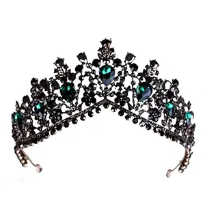 Baroque Vintage Green Crystal Big Crown Headwear Bridal Wedding Hair Accessories Jewelry Bride Tiaras Princess Crowns