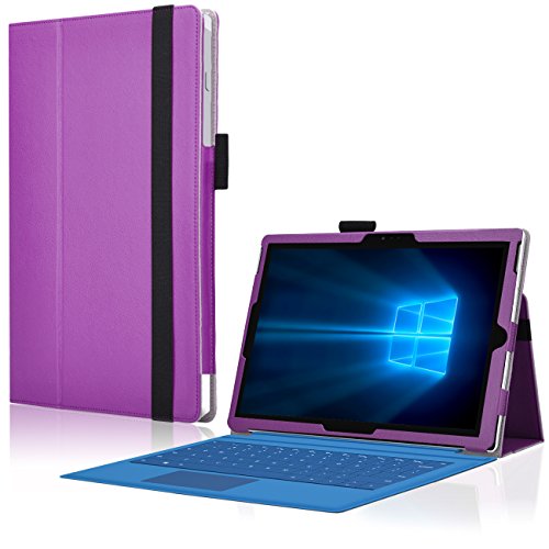Tasche für Microsoft Surface 3 mit praktischer Stand Funktion aus robustem Kunstleder kombiniert Schutz und Design für Ihr Microsoft Surface 3 Hülle Cover Case Lila von UC Express®