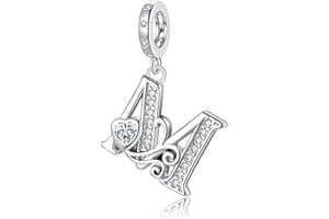 TIZU Cadeau de Saint-Valentin - Lettre A-Z Charms S'adapte au Collier Bracelet Européen,Cadeau pour Femmes Filles Anniversaire
